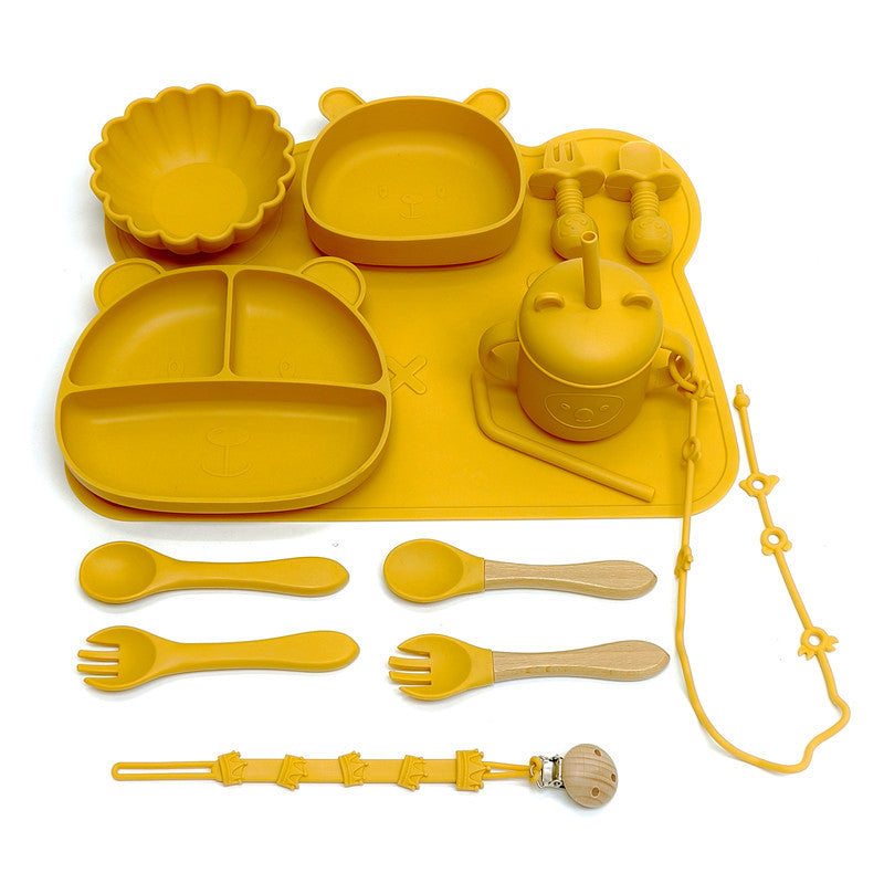 Silicone Baby Feeding Bowl And Spoon Set Plate For Meals