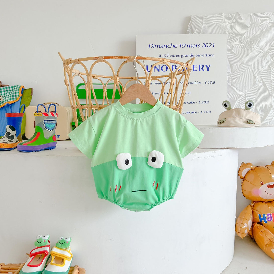 Cotton Baby Frog Triangle Romper