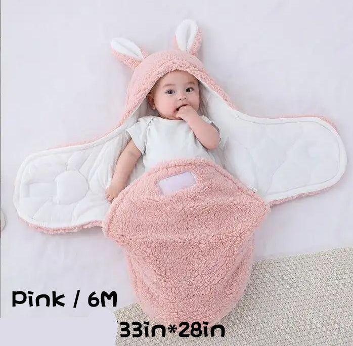 Super Soft Fleece Baby Sleeping Bag Swaddle with Head Support