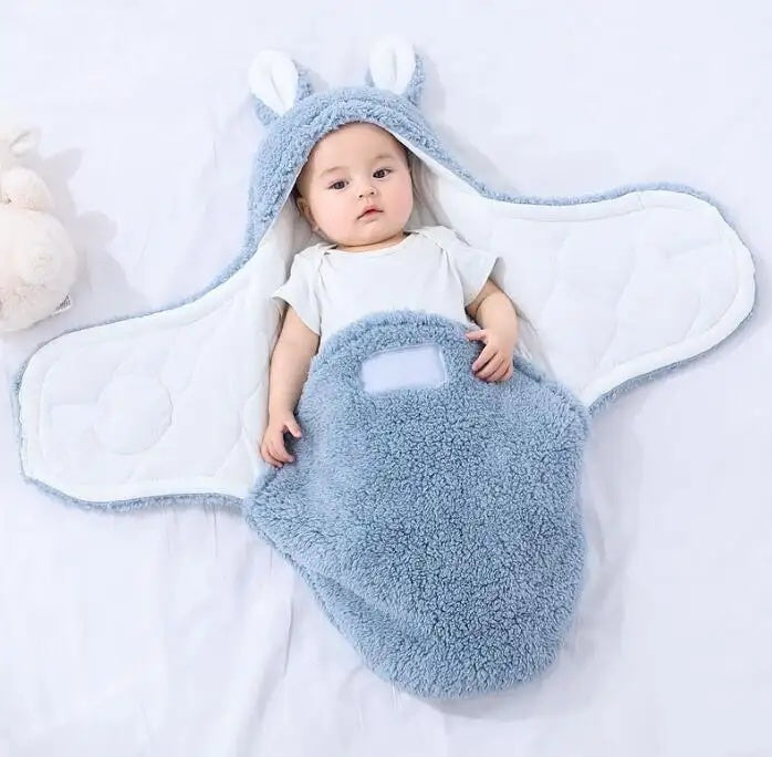Super Soft Fleece Baby Sleeping Bag Swaddle with Head Support