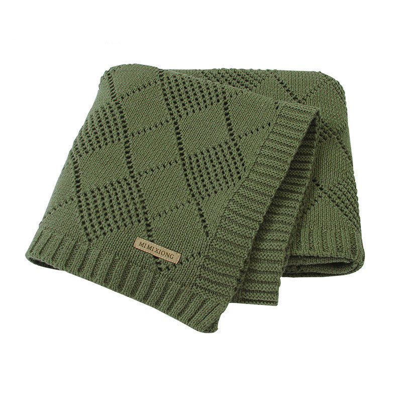 Solid Color Knitted Baby Blanket Quilt for Newborn Warm Comfort